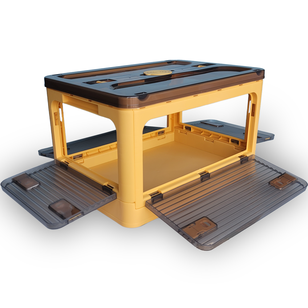 다용도 리빙박스 플라스틱 옷 수납 정리함 펜트리 폴딩박스 1칸, 스몰(S) 멜란지 옐로우, 1개