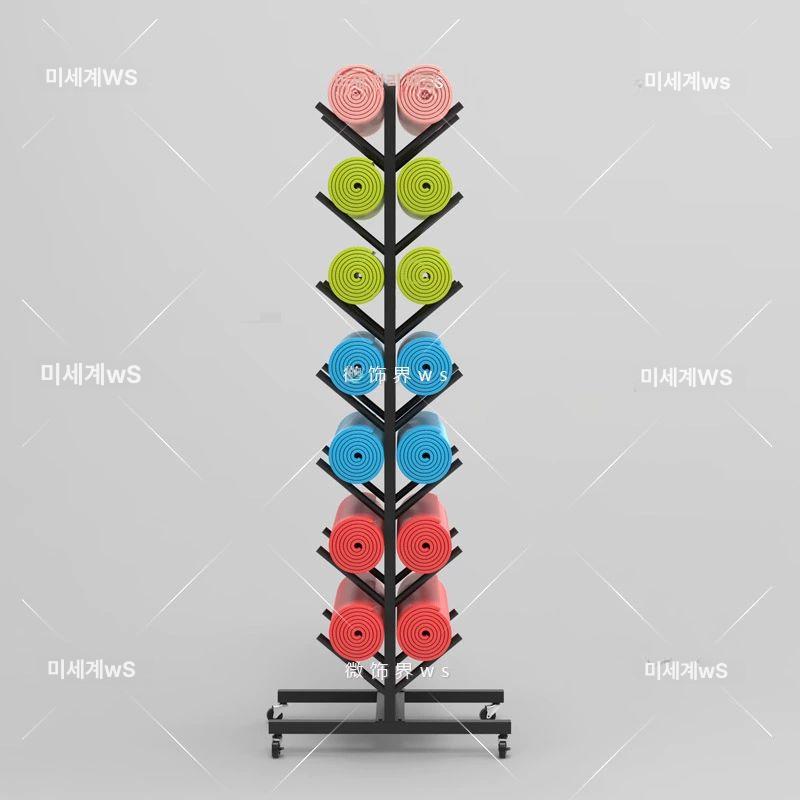 벽걸이 폼롤러 거치대 수납장 요가원 정리함 정리대 반원 블랙 7층 바퀴 28장수납가능 - 상세 이미지 3