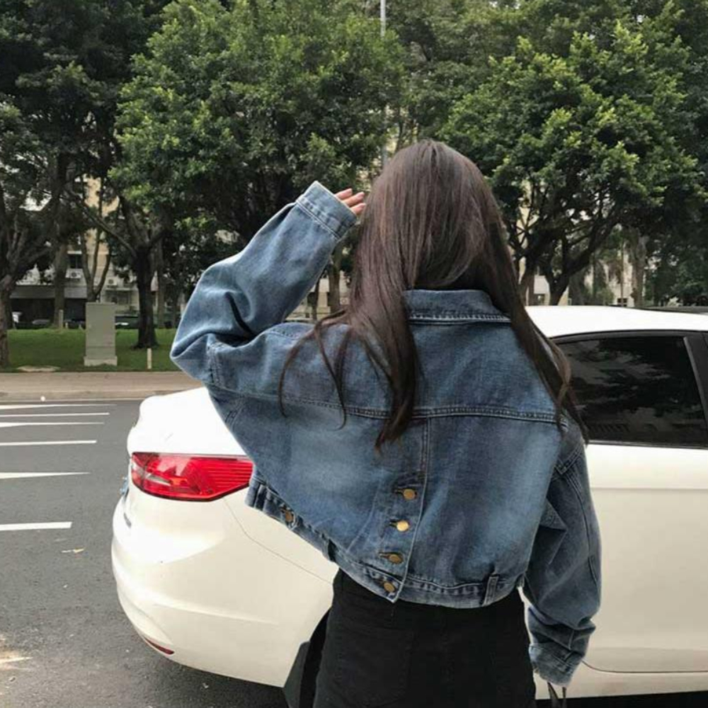 크롭청자켓 오버핏 데님 가을 숏자켓 - 상세 이미지 2