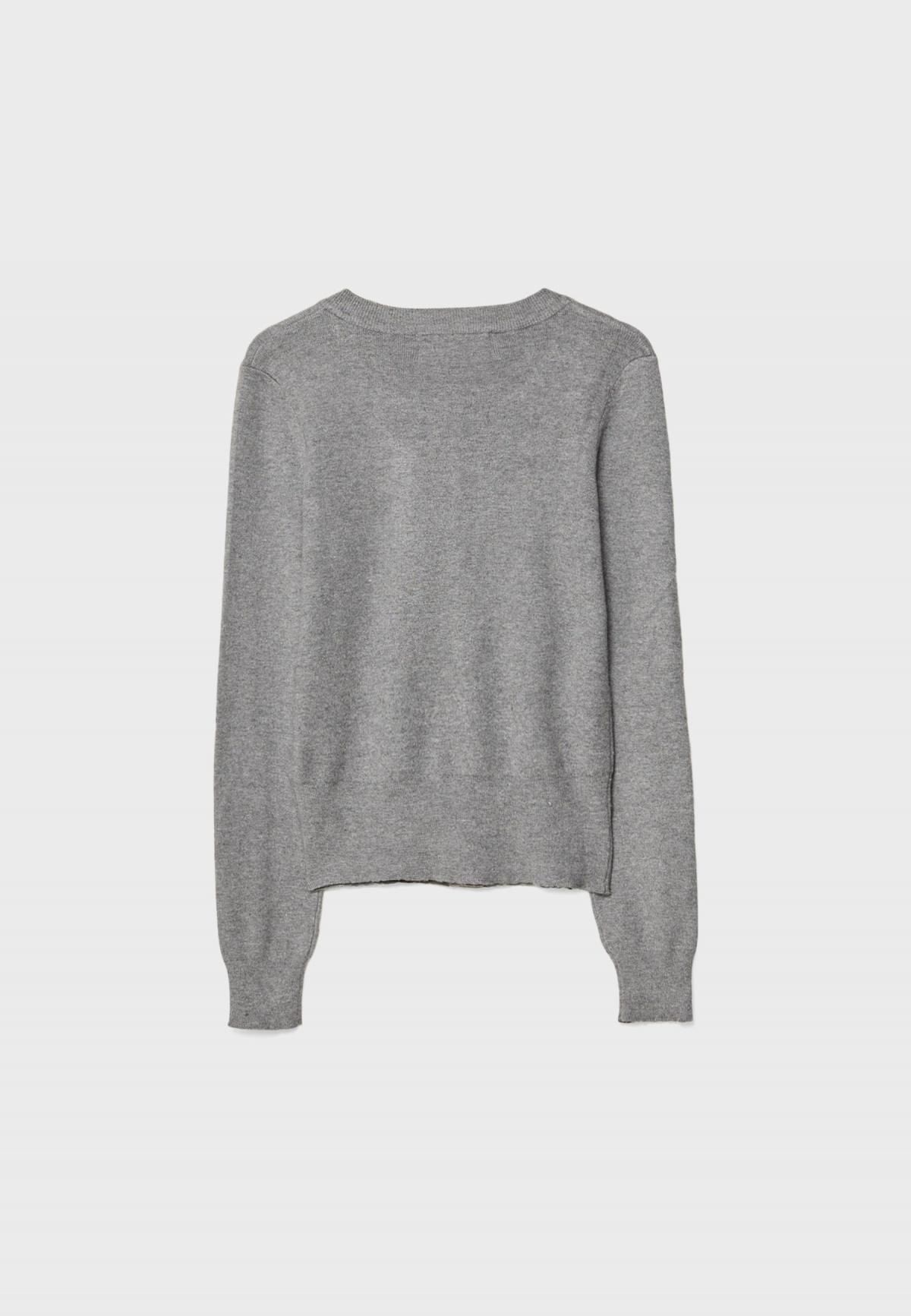 스트라디바리우스 미니멀 라운드넥 버튼업 니트 가디건 8533/650 GREY MELANGE - 상세 이미지 3