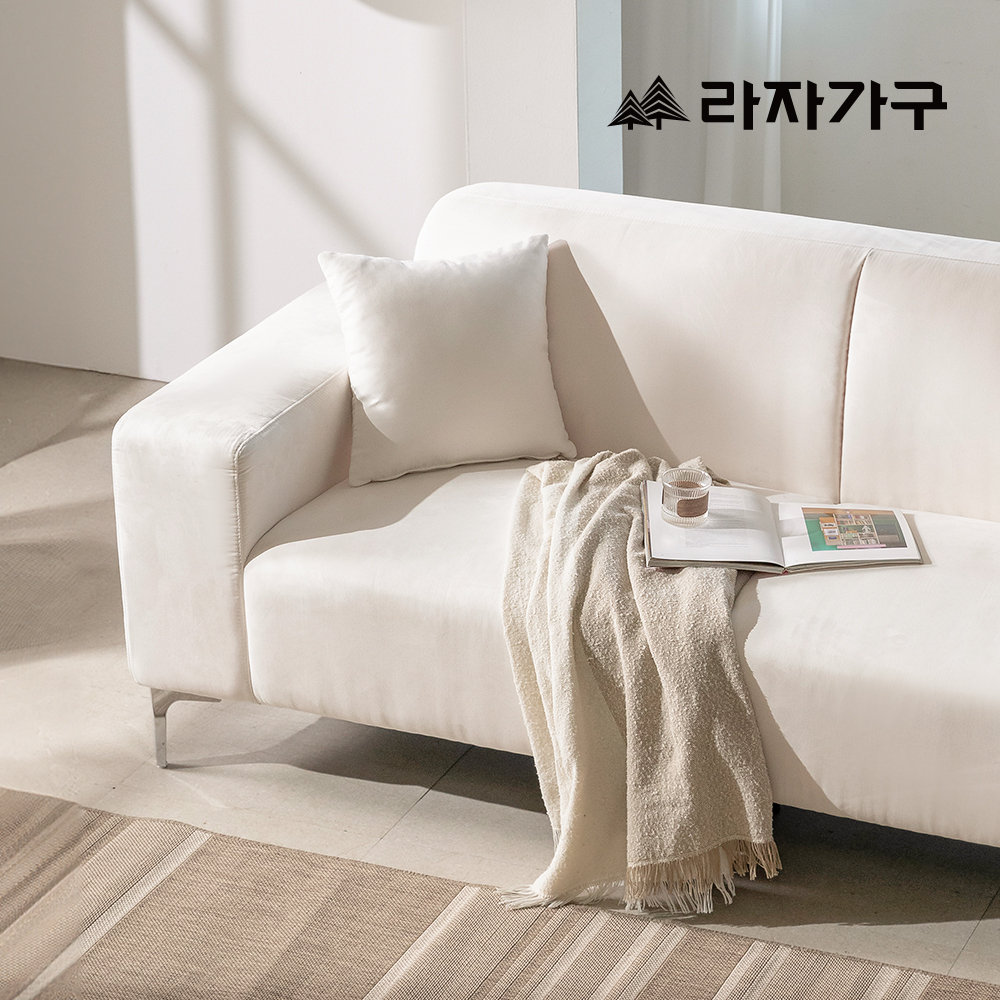 라자가구 멜로우 푹신한 패브릭 방수 거실 예쁜 카우치 2인 소파 스툴미포함, 좌형_베이지