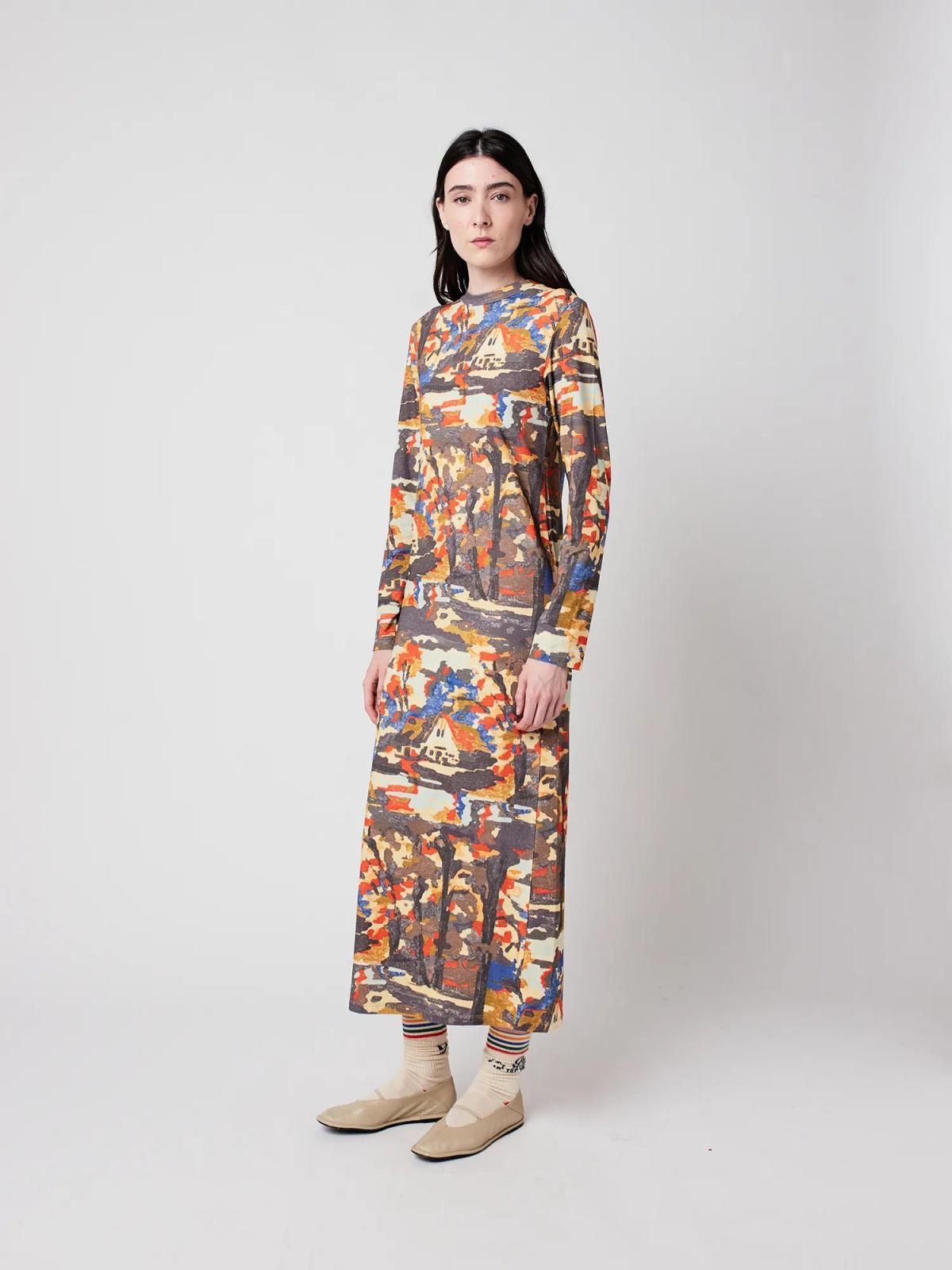 보보쇼즈 멀티컬러 패턴 오가닉코튼 미디 원피스 B225AD052 ONE COLOR - 상세 이미지 4