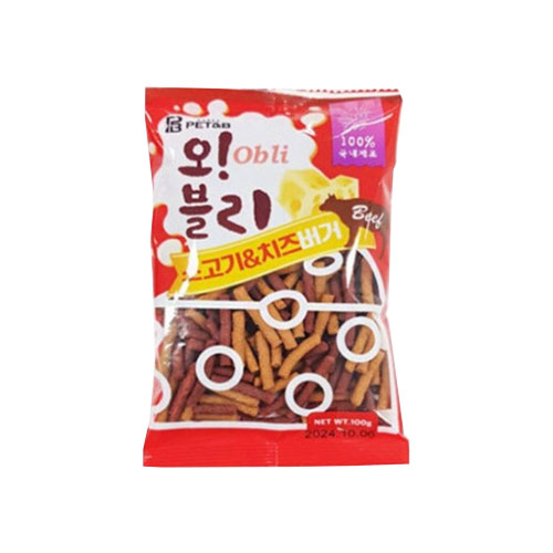 오블리 강아지 휴대용 훈련 버거 간식 소고기+치즈, 100g, 1개 - 메인 이미지