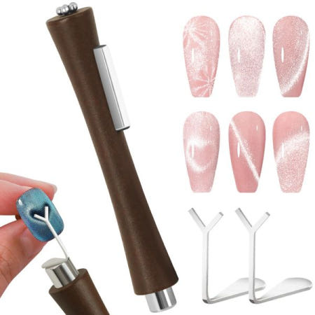 C12rtive [해외]네일 아트 라인 루미넌스 4 in 1 손톱용 고양이 눈 자석, 하트 모양 자석 도구가 있는 전문 스틱, 젤 매니큐어, 개인 DIY, 스튜디오 또는 네일에 적합합니다