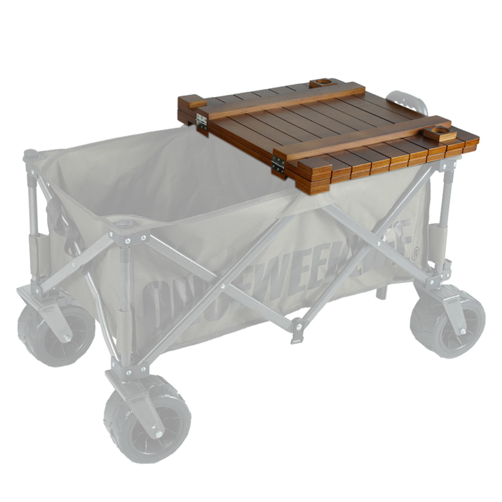 원스위크라이프 캠핑 웨건 카트 수레 접이식 폴딩 원목 우드 상판 테이블