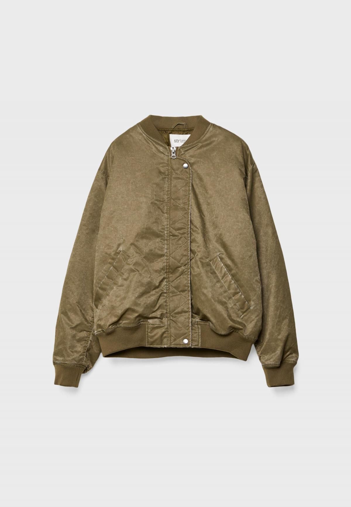 스트라디바리우스 테크니컬 워시드 카키 오버핏 봄버 재킷 8497/781 OLIVE GREEN - 메인 이미지