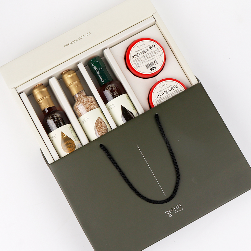 프리미엄 고급 선물용 추석세트 국내산 기름 선물세트 2호(참기름180ml+들기름180ml+볶음참깨90g+고추장150g) - 상세 이미지 3