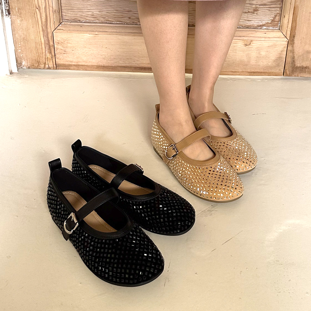 슈리오 키높이구두 블링샤인 통굽 메리제인 여성 단화 4cm - 메인 이미지