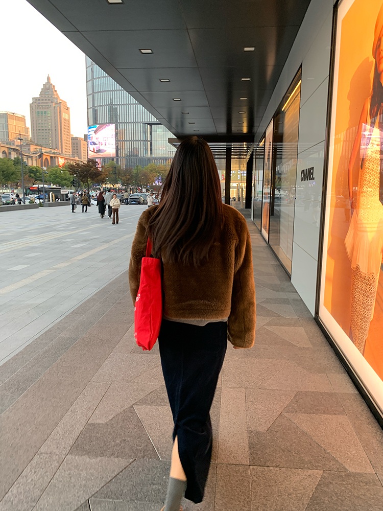 코듀로이 슬릿 롱스커트 심플 깔끔 클래식 가을겨울 순면 다크네이비 이미지 6
