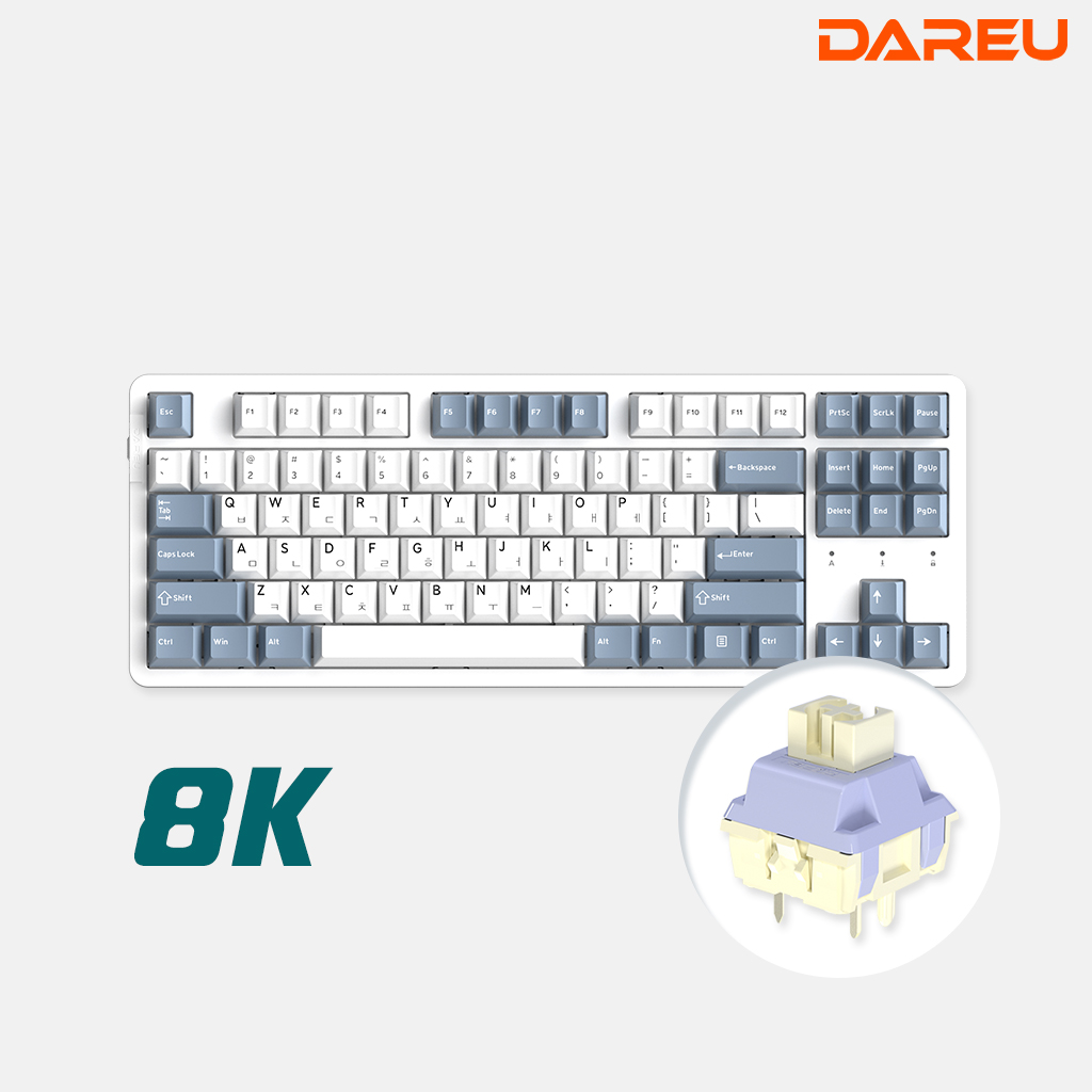 다얼유 EK87PRO 8K 유선 기계식 키보드 텐키리스 화이트, 저소음 마쉬멜로축 - 상품 이미지