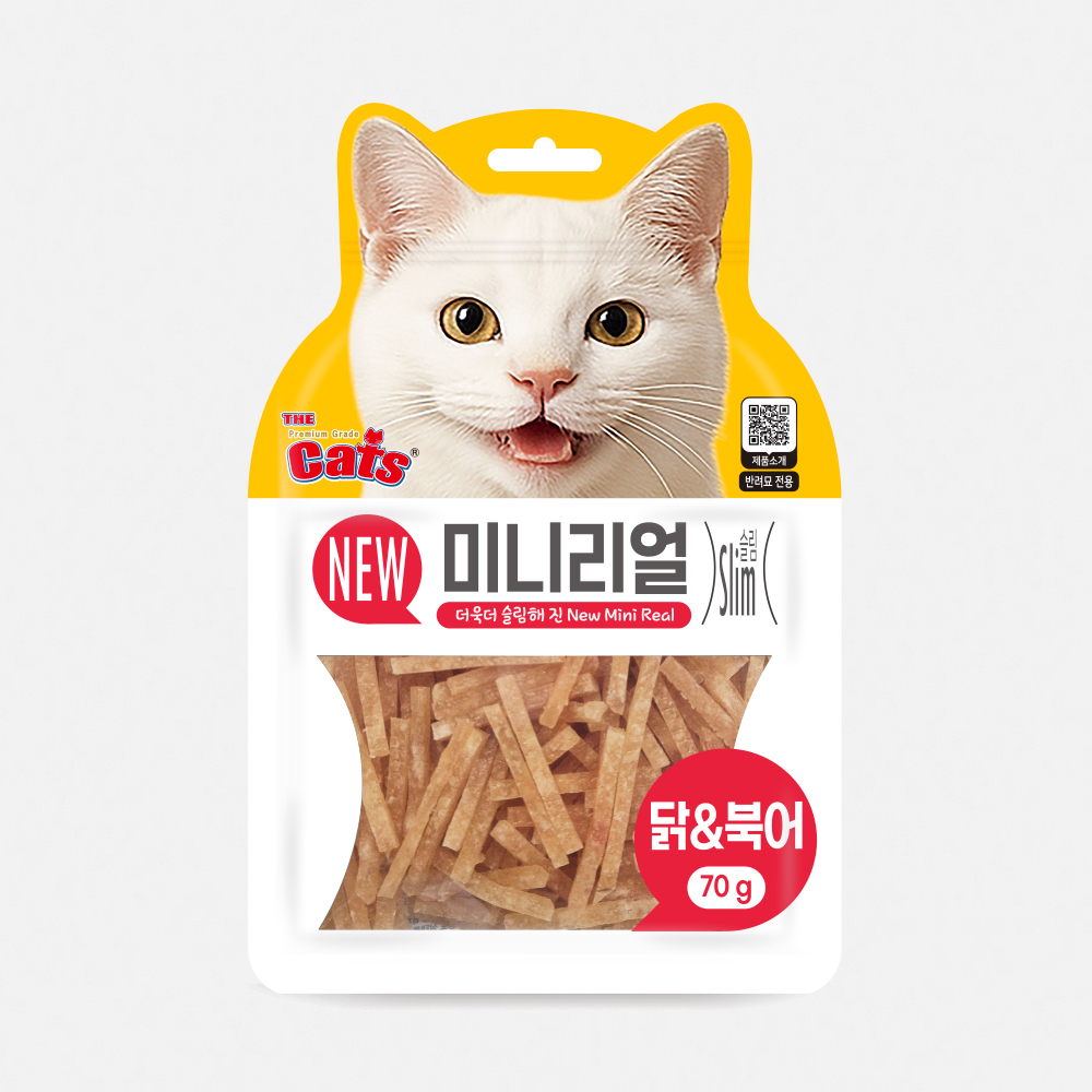 더캣츠 미니리얼 고양이육포 고양이간식 닭고기 북어 70g - 상품 이미지