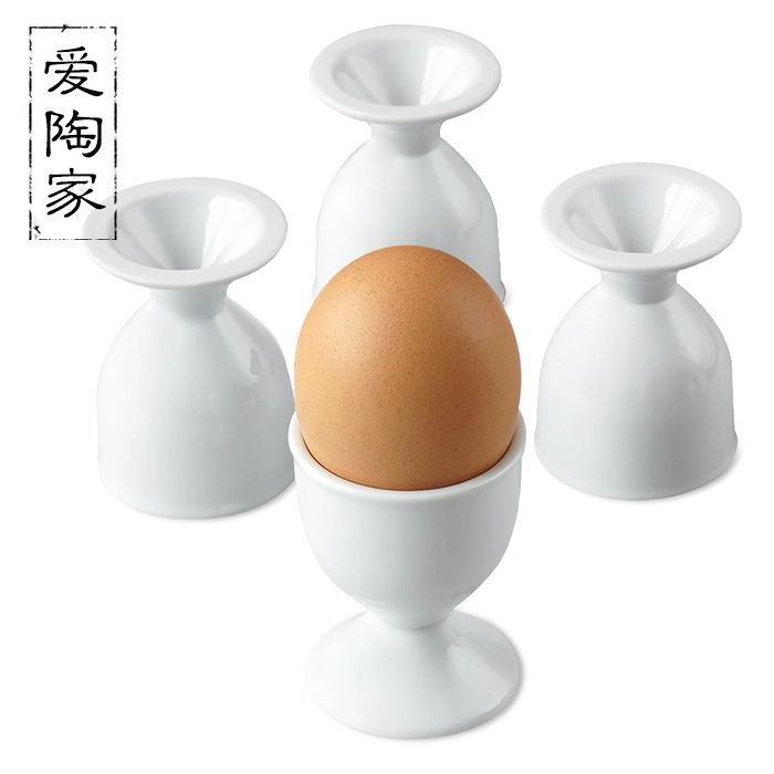 세라믹 에그홀더 계란 아침 트레이 컵 도자기 받침대 에그컵 화이트 - 상세 이미지 5
