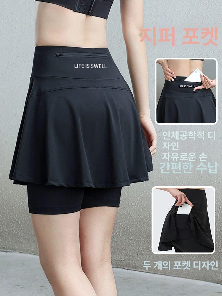 여름 치마 레깅스 빅사이즈 허그 테니스 치렝스 블랙 미니스커트 M - 상세 이미지 2