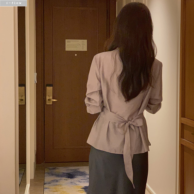 테이트 반목 루즈핏 랩 블라우스 3col 가을 레이어드 긴팔 매듭 모임룩 제이플로우 - 상세 이미지 4