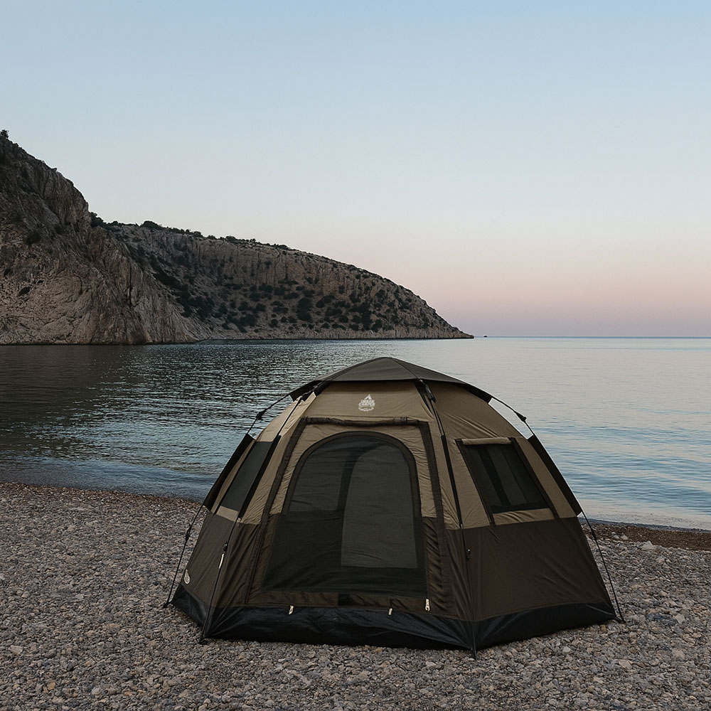 어반캠퍼 헥사곤 원터치 육각텐트 피크닉 쉘터 그늘막 캐노피 캠핑텐트 카키브라운