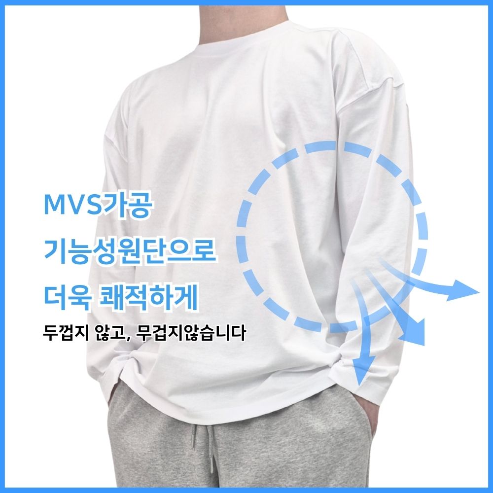 1+1 남자 얇은 여름 긴팔 티 비침없는 안비치는 흰티 두꺼운 면티 - 상세 이미지 2
