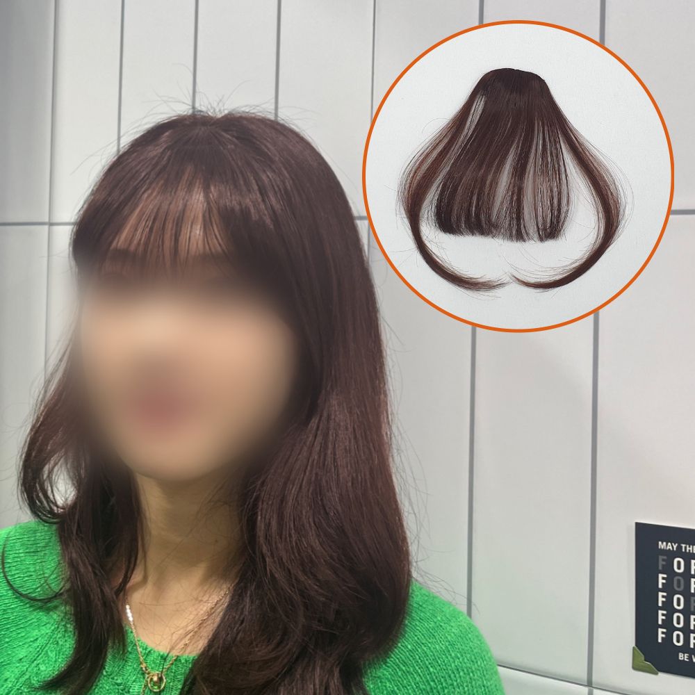 짙은갈색 시스루뱅 부분가발 앞머리 앞머리가발 - 상품 이미지