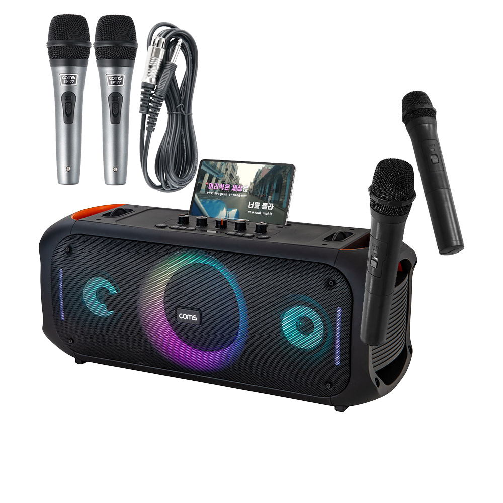 이동식 앰프 블루투스 업소용 버스킹 스피커+마이크 COM808PBS2