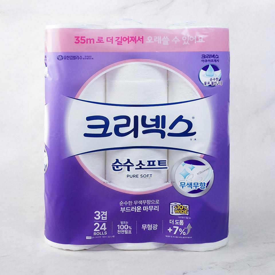 메가마트 유한킴벌리 크리넥스 순수소프트 3겹 화장지 35mx24롤