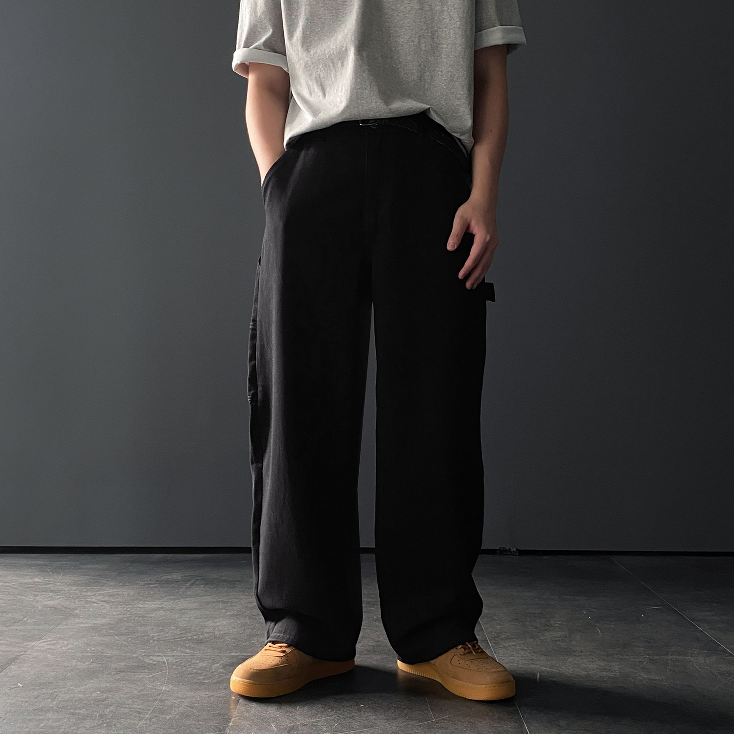 워크팬츠 퍼티그팬츠 통넓은바지 남자면바지 - 상세 이미지 4