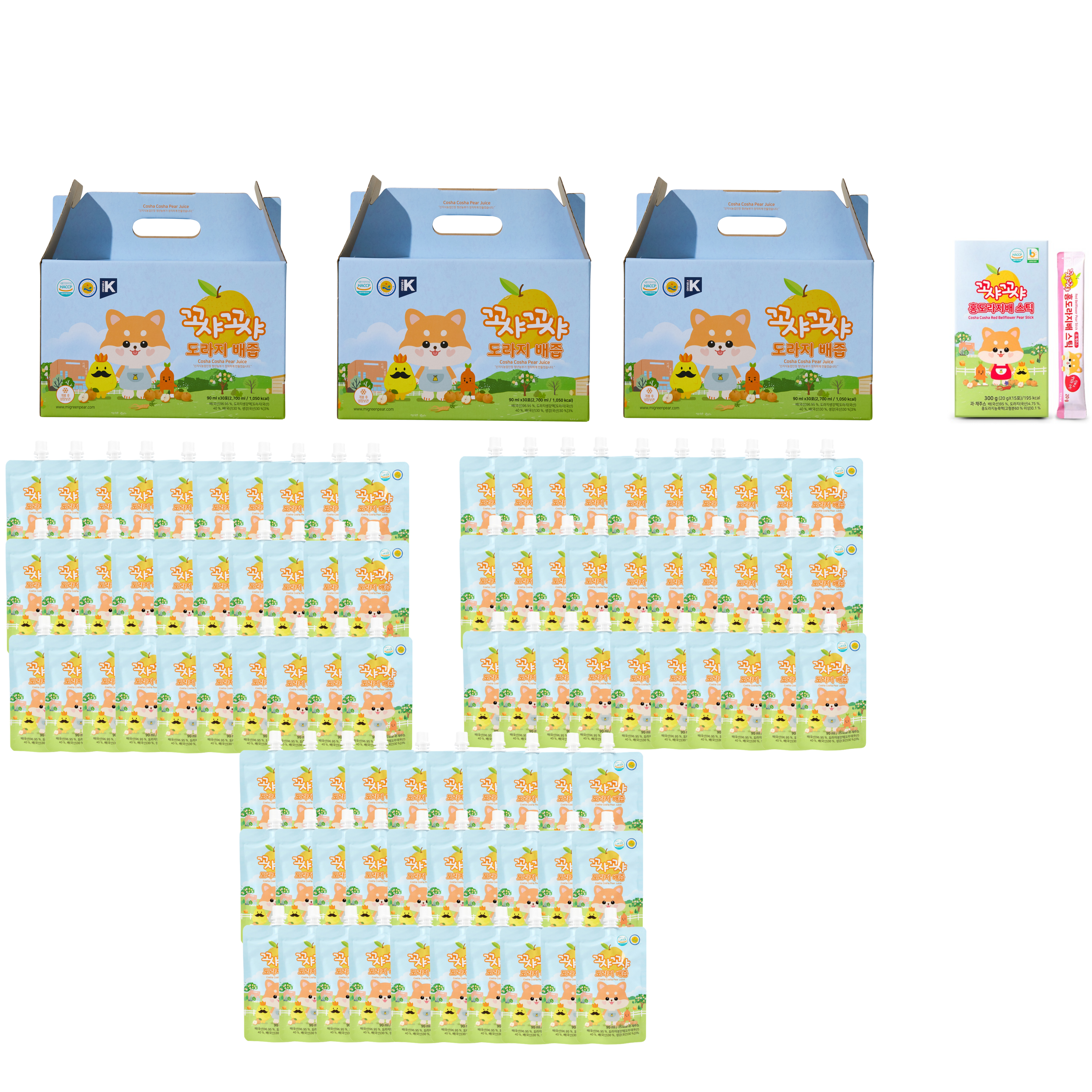 [꼬샤꼬샤] 신지식농업인장 도라지배즙 90ml 스파우트형 30포, 3개