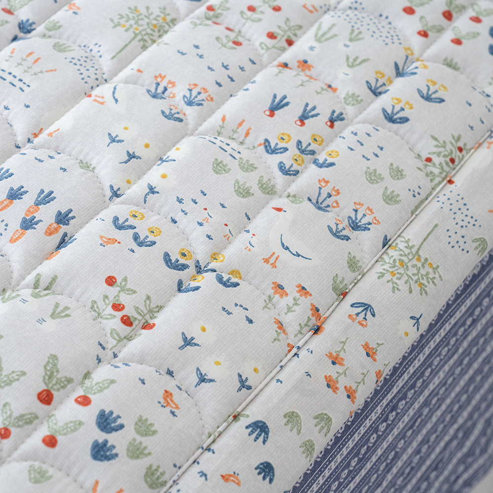 쿠에뜨 모달패드 플라워패턴 그린가든 SS 고정밴드 논슬립 침대패드