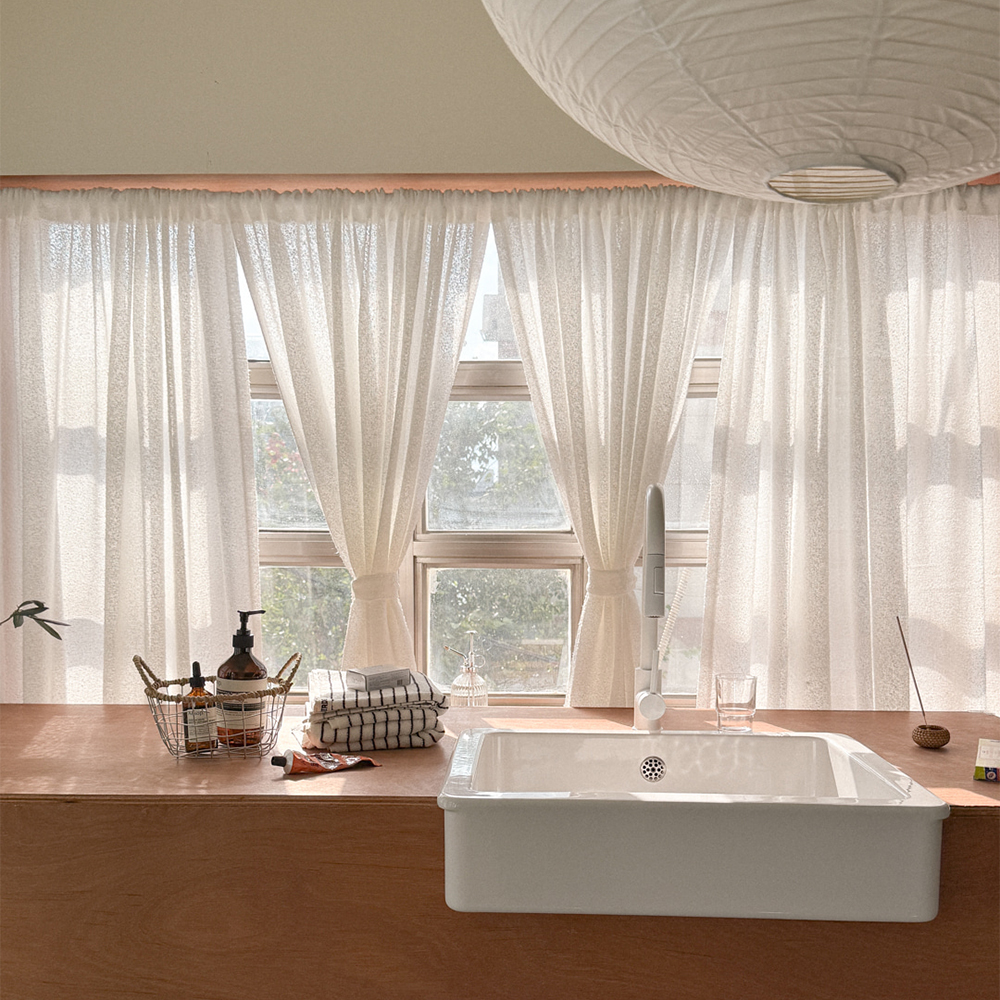 마리엔젤 빈티지 눈꽃 부클레이스 봉집형 가리개커튼 140x150cm