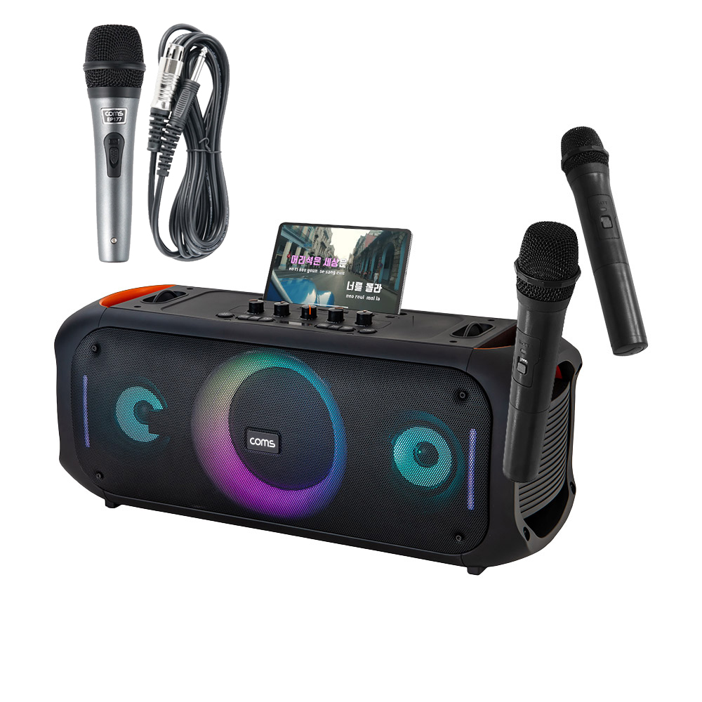 이동식 앰프 블루투스 업소용 버스킹 스피커+마이크 COM808PBS1