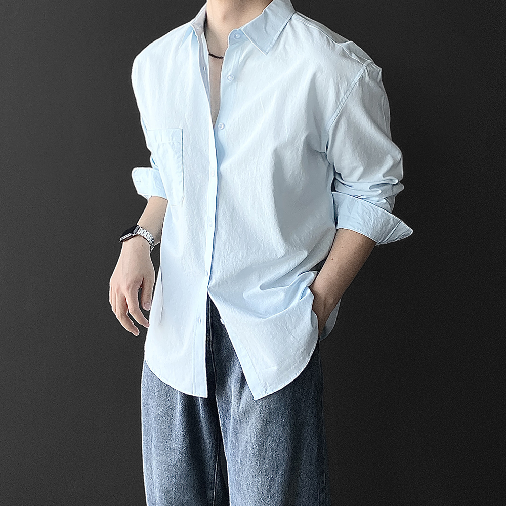 1+1 남자오버핏셔츠 빅사이즈남방 남자흰셔츠 이미지 2