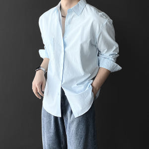 1+1 남자오버핏셔츠 빅사이즈남방 남자흰셔츠 착용 후기 | 사이즈/핏 총정리 - 상품 이미지 2