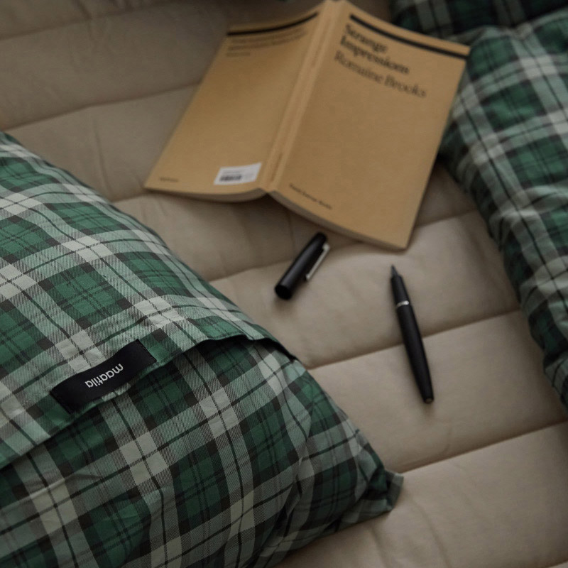 마틸라 노튼클래식 순면 체크 항균 옥수수솜 차렵 이불 베개세트 SS