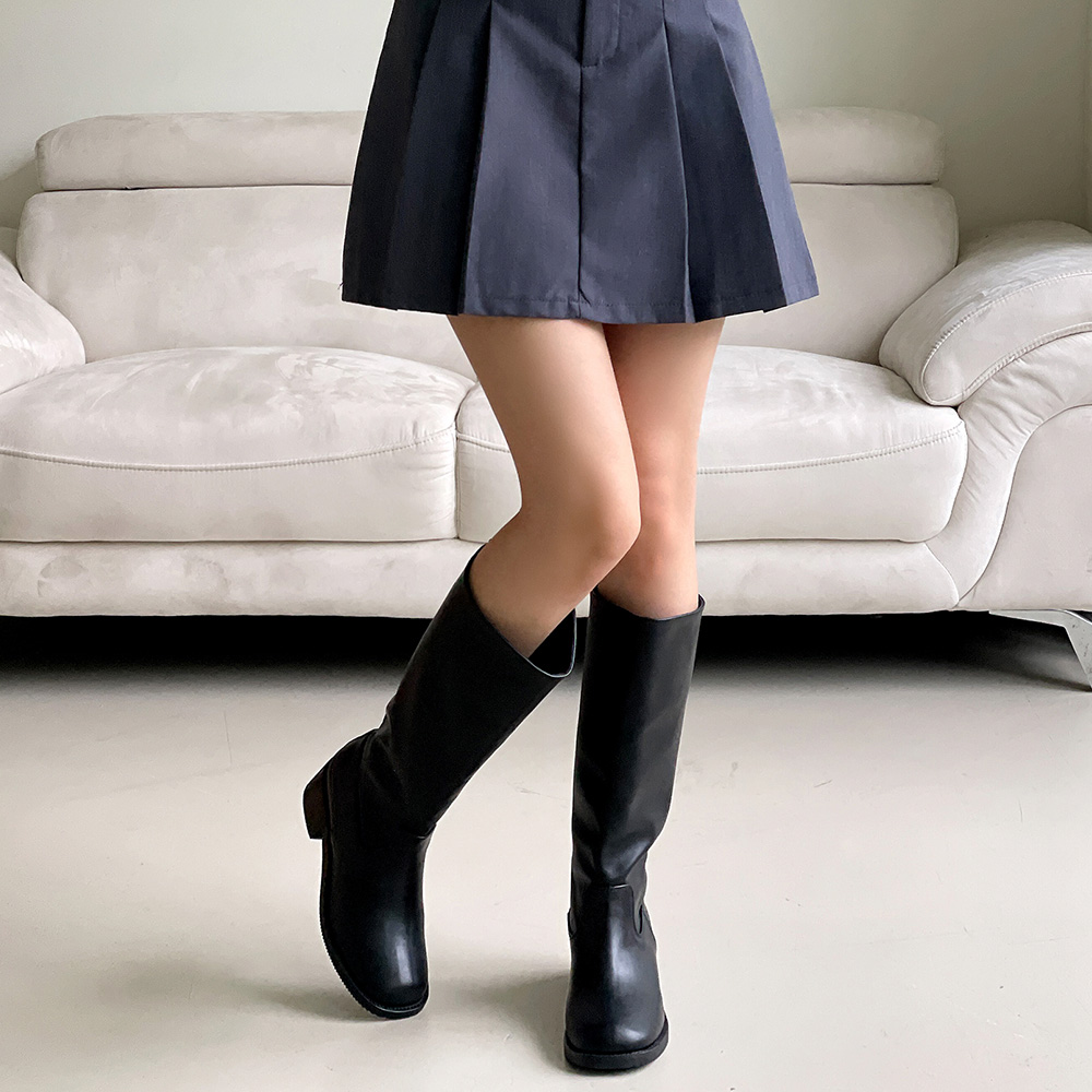 플라틴베이지 라운드코 통넓은 하비 롱부츠 - 상세 이미지 4