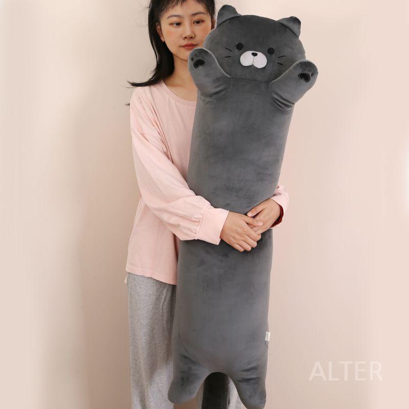 대형 고양이 캐릭터 쿠션 롱 베개 인형 쿨링 냉감 바디필로우 수면 고양이 90cm - 상세 이미지 4