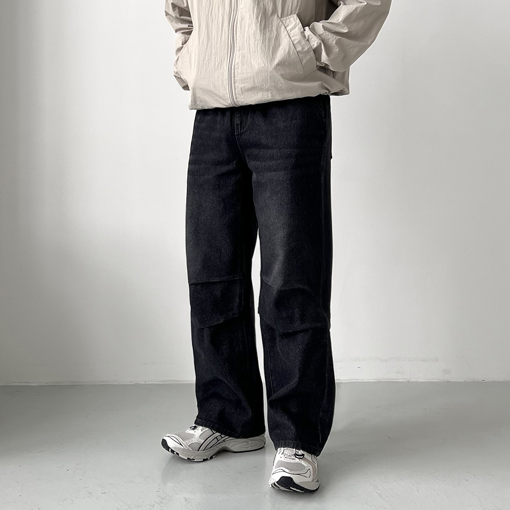 통청바지 남자밴딩청바지 파라슈트데님팬츠 남성와이드청바지 이미지 7