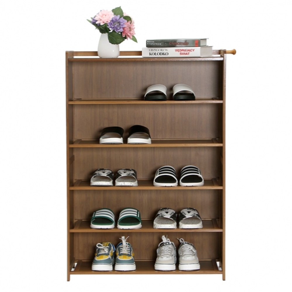 6단 오픈형 대나무신발장 현관 학원 외부 목재 신발장
