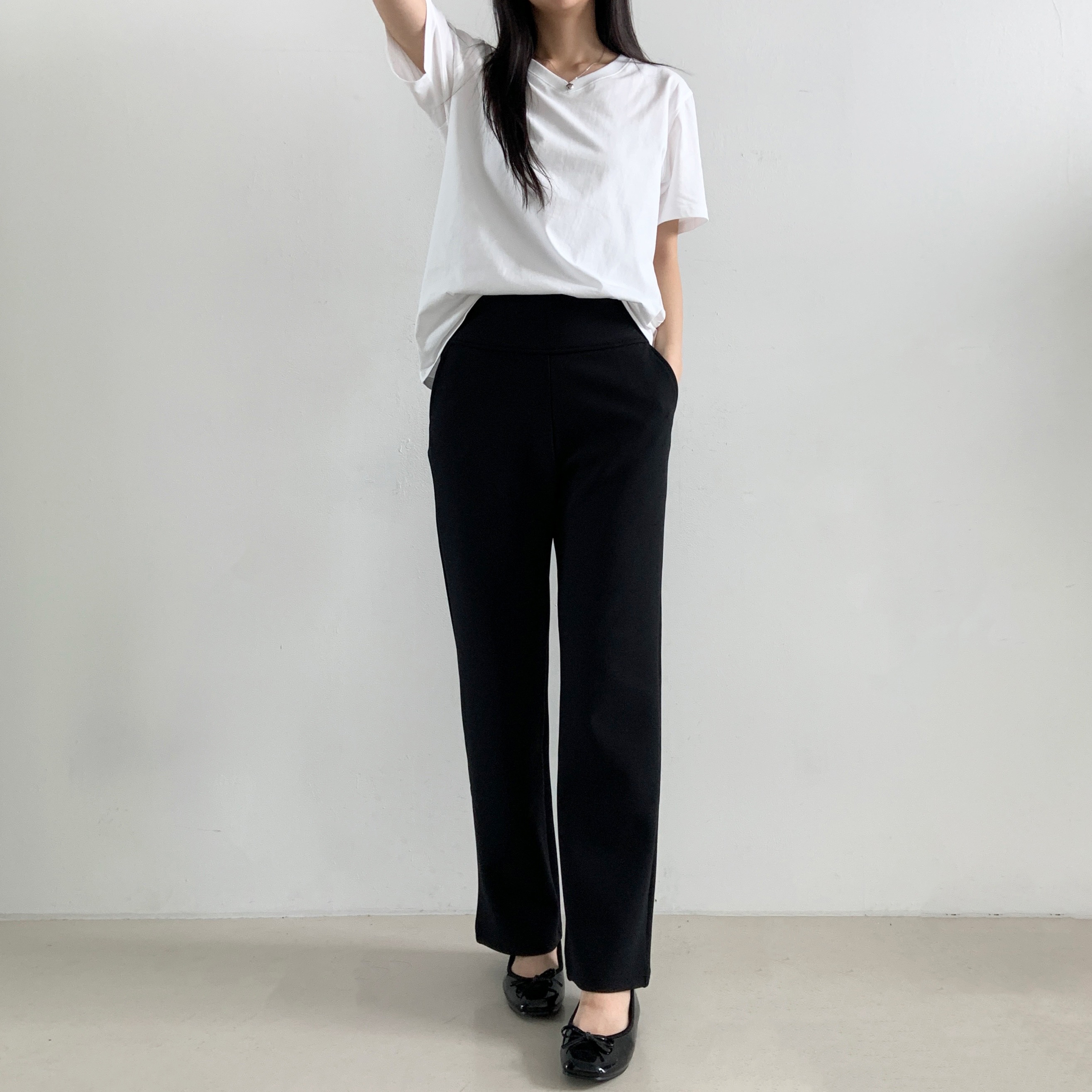 일자통바지 블랙진 여름 우븐 팬츠 편한 가을 긴바지 - 상세 이미지 4