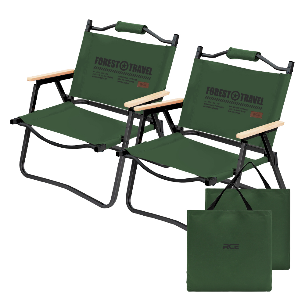 로티캠프 감성 휴대용 경량 로우체어 접이식 캠핑의자 M, 진그린, 2개
