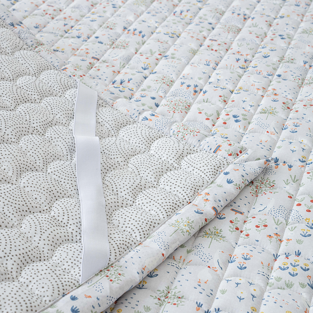 쿠에뜨 모달패드 플라워패턴 그린가든 SS 고정밴드 논슬립 침대패드