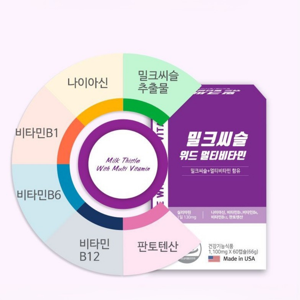 웨이팜 밀크씨슬 위드 멀티비타민 씨르마린 리버 골드 파워 약1100mg 60캡슐, 3개 - 상세 이미지 3