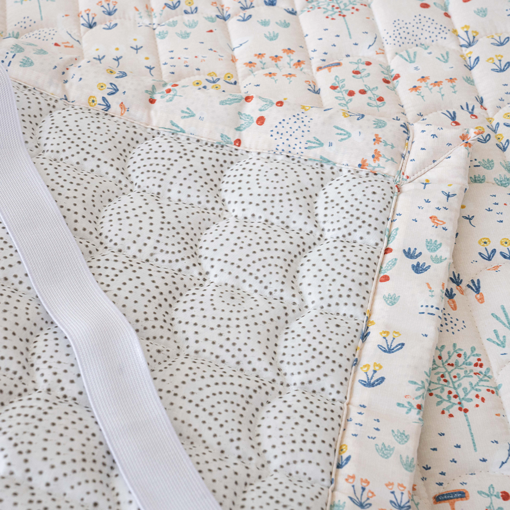 쿠에뜨 모달패드 플라워패턴 그린가든 SS 고정밴드 논슬립 침대패드