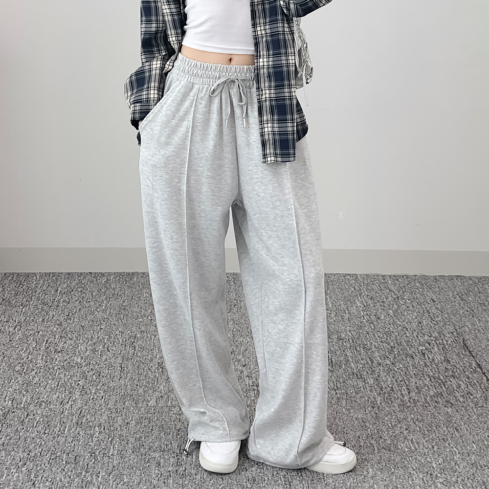 어브라운 여성 밑단조임 스트링 트레이닝 바지 핀턱 와이드 운동복 츄리닝 일반,기모 제품 이미지