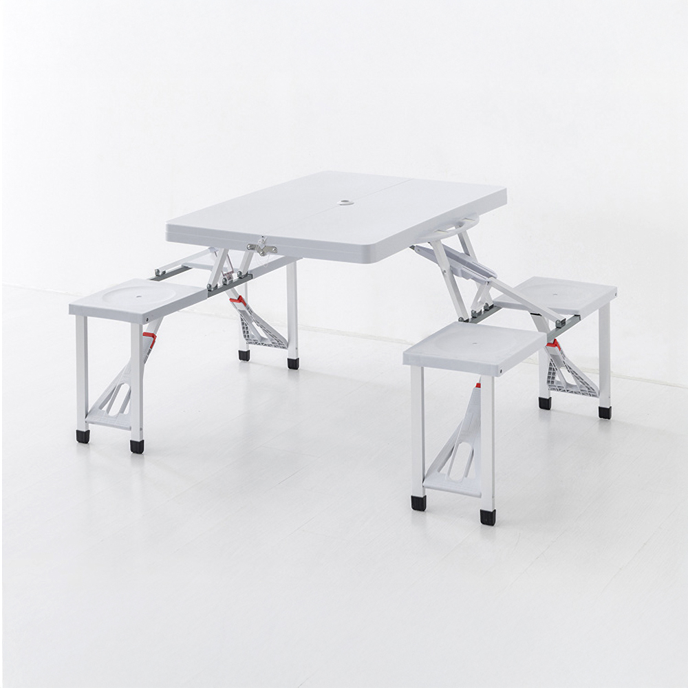 캠폴 야외 접이식테이블 4인세트 의자일체형 1350x855x660mm, 플랫 화이트 3569.8609