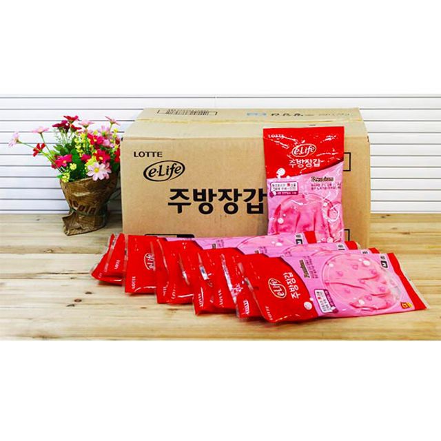 (BOX)롯데주방장갑M_중(핑크)_60개입 - 상품 이미지