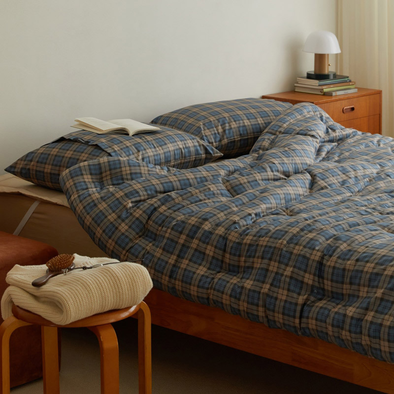 마틸라 노튼클래식 순면 체크 항균 옥수수솜 차렵 이불 베개세트 SS