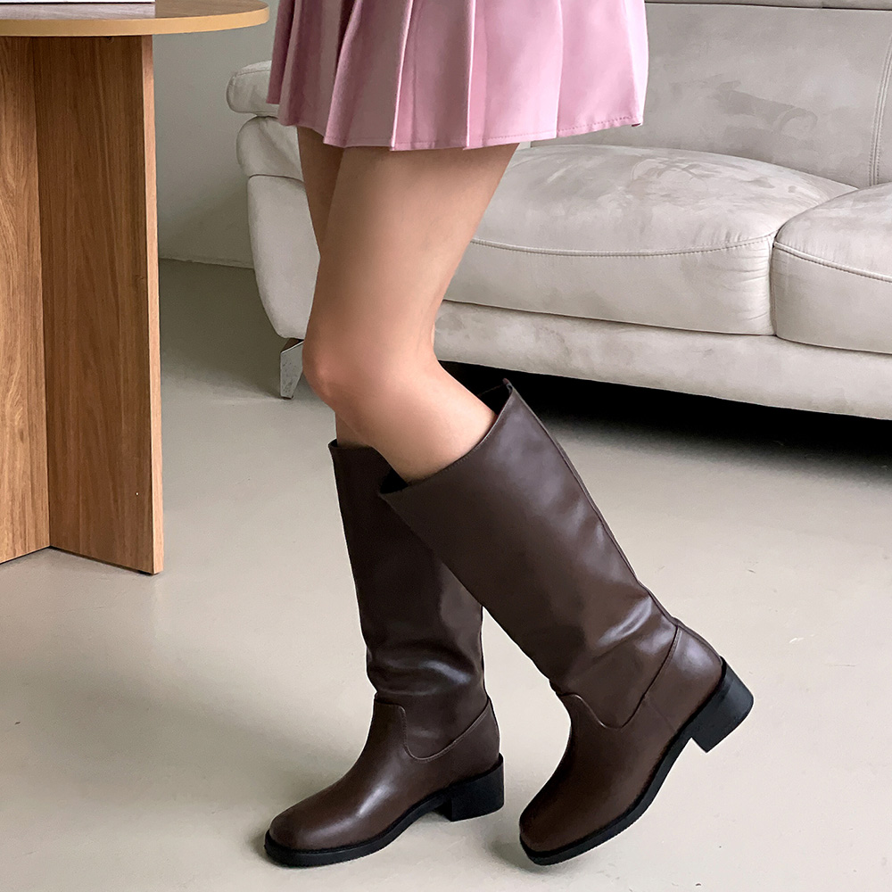 플라틴베이지 라운드코 통넓은 하비 롱부츠 이미지 8