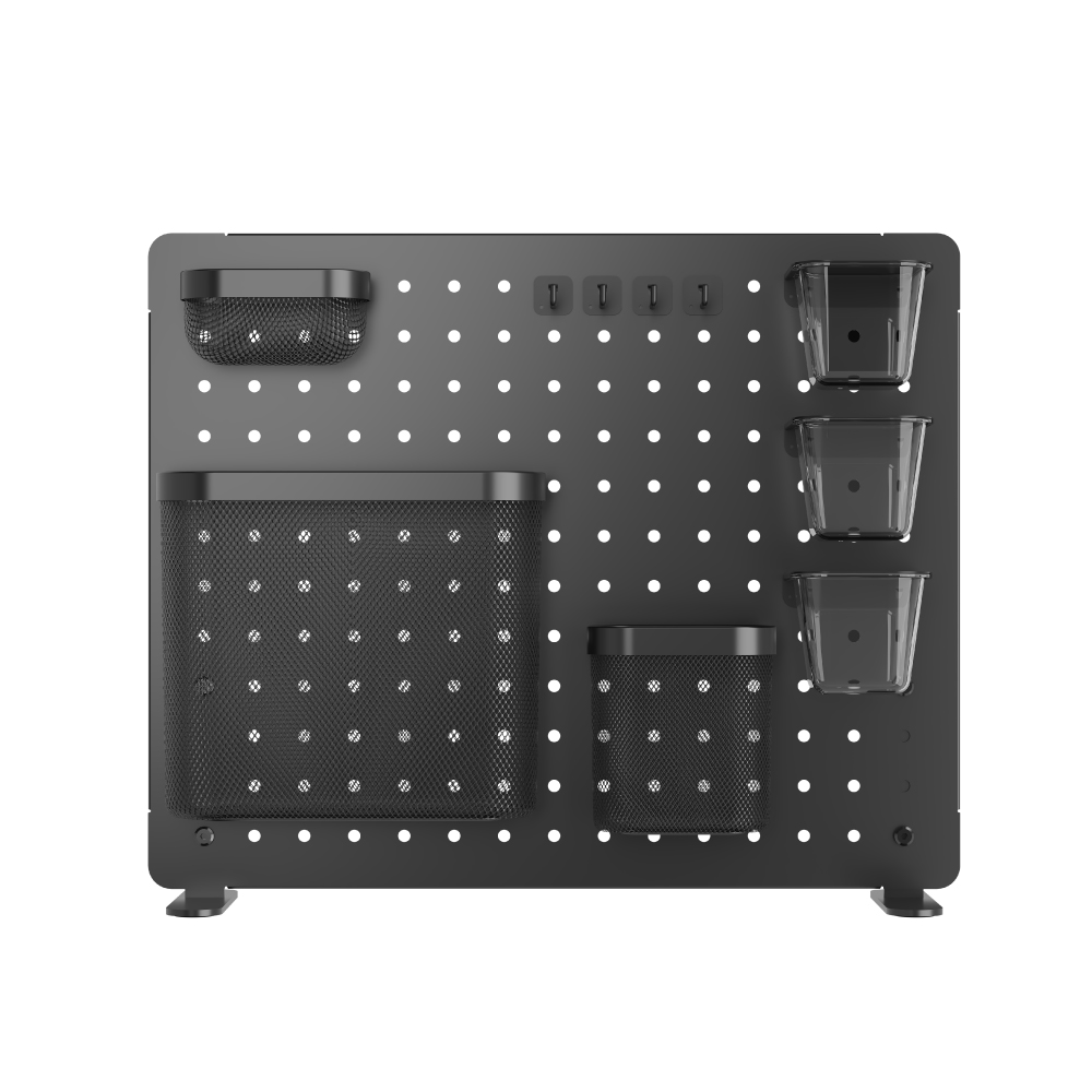 루나랩 타공판 책상 페그보드 수납 거치대 정리함 클램프 파티션 오거나이저 L 바스켓 블랙 이미지 3