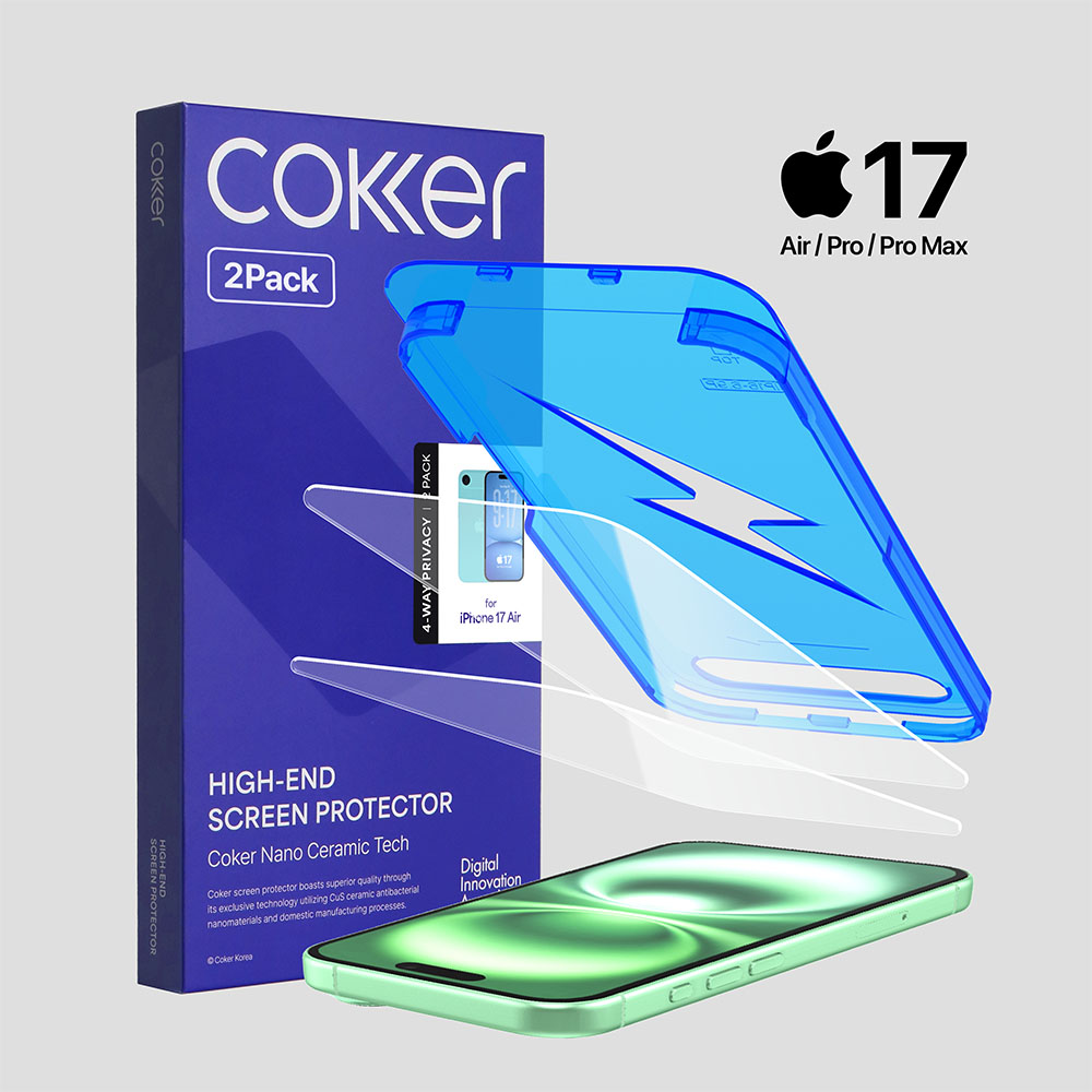 코커 원터치 강화유리 이지핏 풀커버 액정보호필름 아이폰17, 2매입 제품 이미지