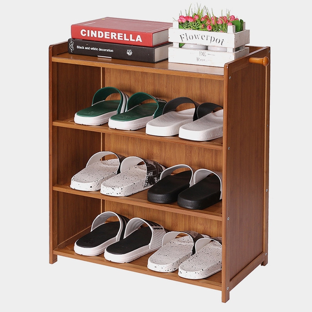 4단 오픈형 나무신발장 미니 틈새 슬림 신발장 현관 원룸