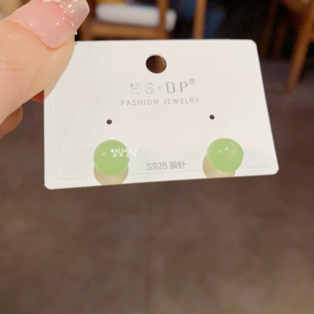 925은침 데일리 심플 미니 파스텔 구슬 원형 스터드 귀걸이 - 상세 이미지 4