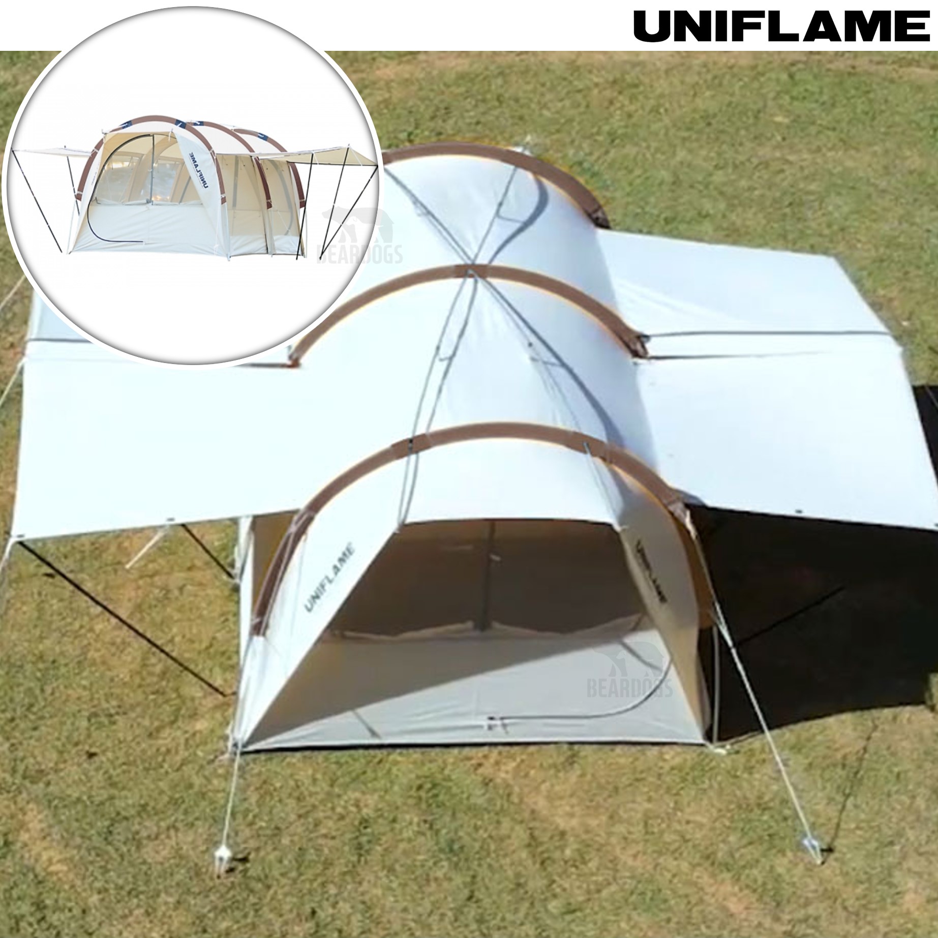 유니프레임 브레드 돔 텐트 420 TC 면텐트 터널형 리빙쉘 그라운드시트 포함